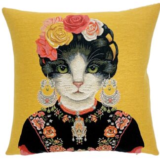 Cushion Cover: Kahlo Cat yellow (TAI2413)